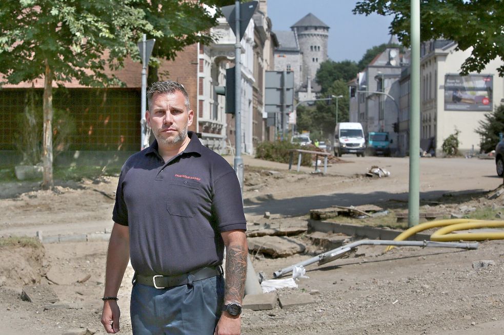 Stabsgefreiter Andreas Canu war im Hochwasser als Feuerwehrmann im Dauereinsatz. Foto: Meyer-Roeger