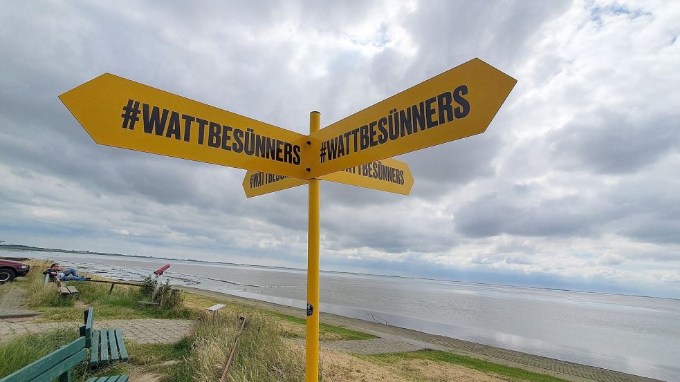 Die Bohrinsel in Dyksterhusen ist Anziehungspunkt für Naturliebhaber. Der Blick auf den Dollart ist tatsächlich „heel wat besünners“, ganz etwas besonderes. Foto: Gettkowski