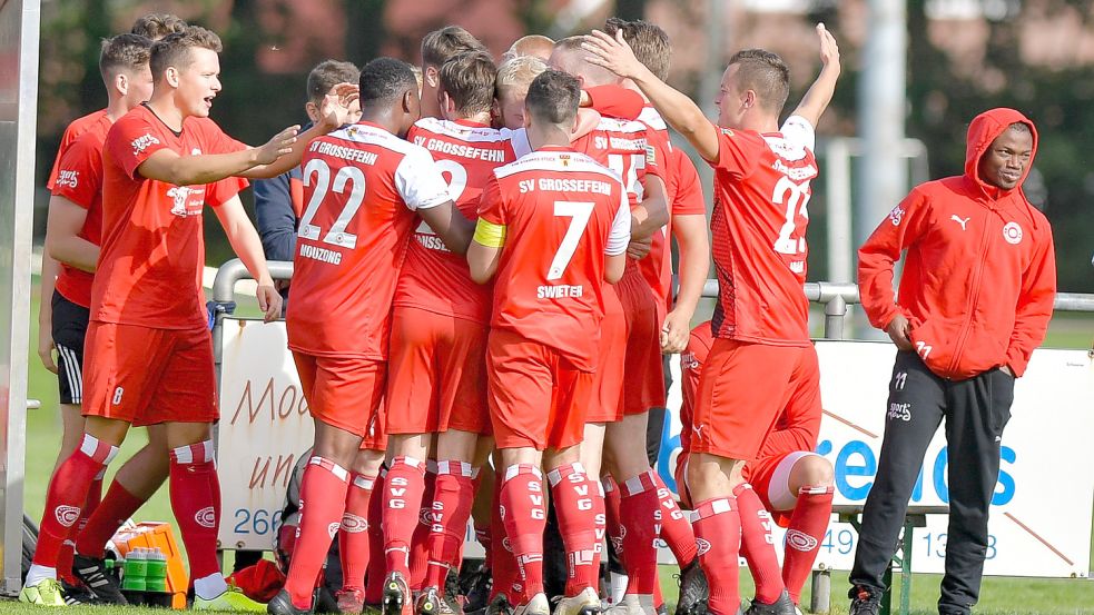 Großefehn verdiente sich ein 1:1 in Bunde – hier ein Jubelbild aus dem Spiel in der vergangenen Saison. Archivfoto: Ortgies