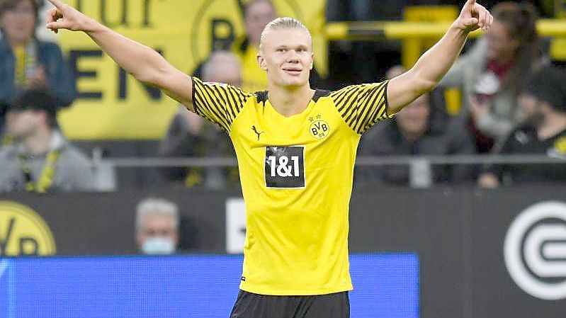 Dortmunds Erling Haaland steht nach fünf Spieltagen in der Bundesliga bereits bei sieben Treffern. Foto: Bernd Thissen/dpa