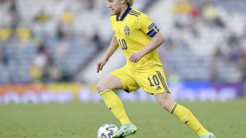 Schwedens Emil Forsberg am Ball. Foto: Stu Forster/Pool Getty/dpa/Archivbild