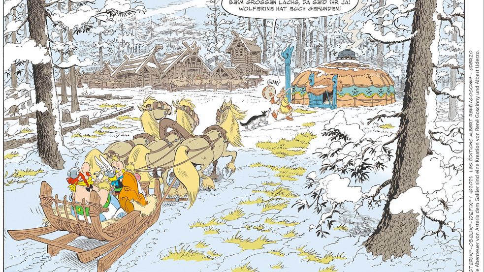 Auf dem Weg in eine fremde Welt mit modernen Ansichten: Asterix und Obelix erreichen das Volk der Sarmaten. Foto: Asterix®-Obelix®-Idefix® / © 2021 Les Éditions Albert René / Goscinny – Uderzo
