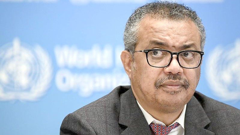 Tedros Adhanom Ghebreyesus sprach am Abend beim „World Health Summit“ in Berlin. Foto: Fabrice Coffrini/KEYSTONE/AFP POOL/dpa