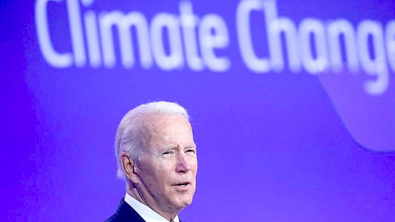 „Gott segne Sie alle und möge Gott den Planeten retten“: Das waren Joe Bidens Schlussworte bei seiner Ansprache beim UN-Klimagipfel in Glasgow. Foto: Yves Herman/Press Association/dpa