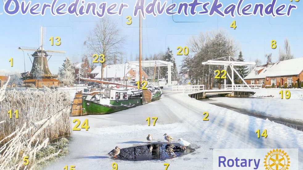 Typische Fehnmotive zieren den neuen "Overledinger Adventskalender", den der Rotary-Club Overledingen-Rhauderfehn in diesem Jahr rausgeben. Es gibt viele Preise zu gewinnen. Der Erlös geht an Menschen in Not.