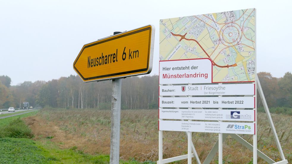 An der Kreuzung der Ellerbrocker Straße mit dem neu entstehenden Münsterlandring soll künftig ein Kreisverkehr für den reibungslosen Verkehrsfluss sorgen. Foto: Stix