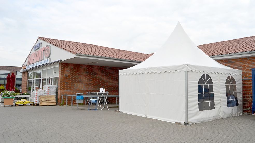 Das Testzentrum neben dem Markant-Markt in Ramsloh, das im Oktober geschlossen wurde, soll jetzt, da es wieder kostenlose Bürgertests gibt, wiederkommen. Foto: Fertig