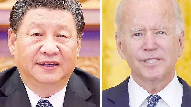 Chinas Staatschef Xi Jinping und US-Präsident Joe Biden sprechen heute per Videokonferenz miteinander. Foto: Huang Jingwen/Evan Vucci/XinHua/AP/dpa