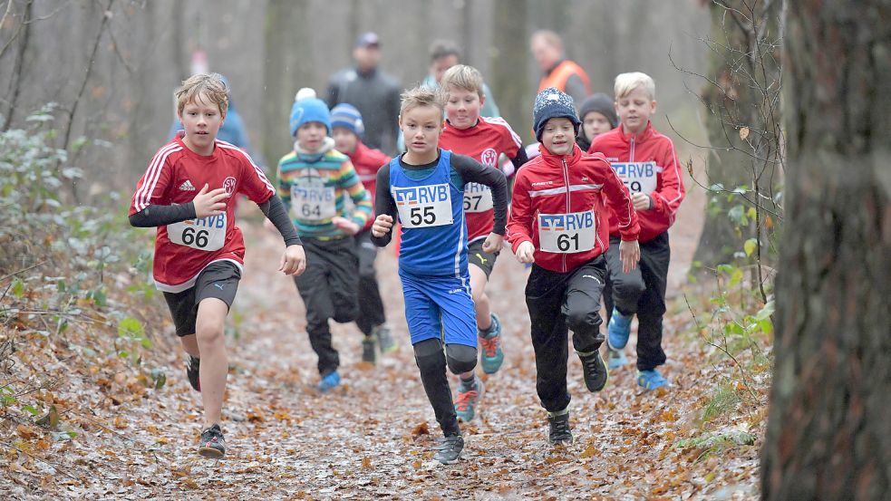 Gewöhnlich gehen beim Adventslauf im Wald von Hollesand auch viele junge Läufer an den Start. Archivfoto: Ortgies