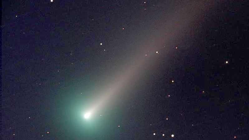 Dieses Bild des Kometen „C/2021 A1 Leonard“ wurde mit einem Teleskop in England aufgenommen. Foto: University of Hertfordshire/dpa