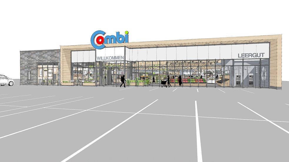 So soll der neue Combi-Markt in Remels aussehen. Zeichnung: Bünting