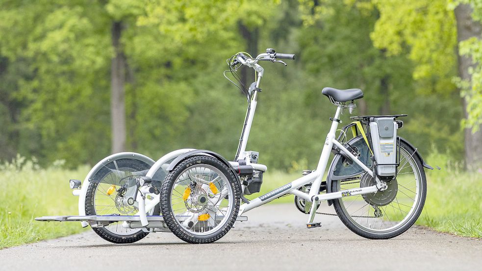 Eine Rollstuhl-Rikscha ähnlich wie diese, die der niederländische Hersteller von Spezialfahrrädern Van Raam in seinem Programm hat, möchte der Förderverein KIDS gerne für die Patienten der FIP und deren Familien vom Spendengeld aus der GA-Weihnachtsaktion anschaffen. Foto: Van Raam