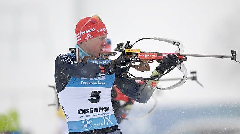 Belegt in der Verfolgung Rang sechs: Roman Rees aus Deutschland. Foto: Hendrik Schmidt/dpa