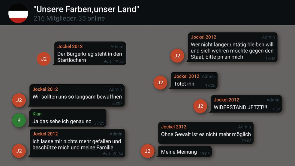 Die Grafik zeigt mehrere Textnachrichten, die von dem Account des Rhauderfehntjers versendet wurden.