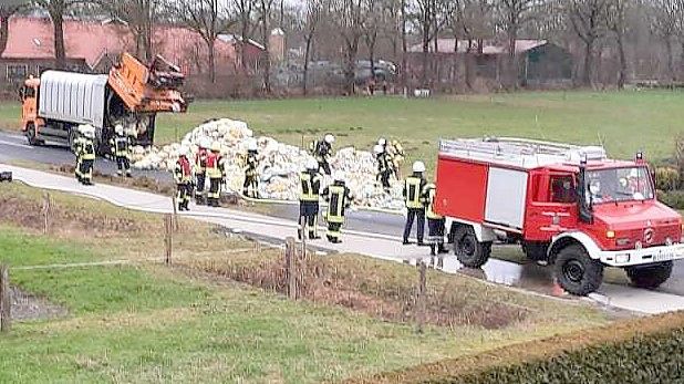 Der Brand eines Müllwagens wurde der Feuerwehr am Freitagmittag gemeldet. Foto: privat