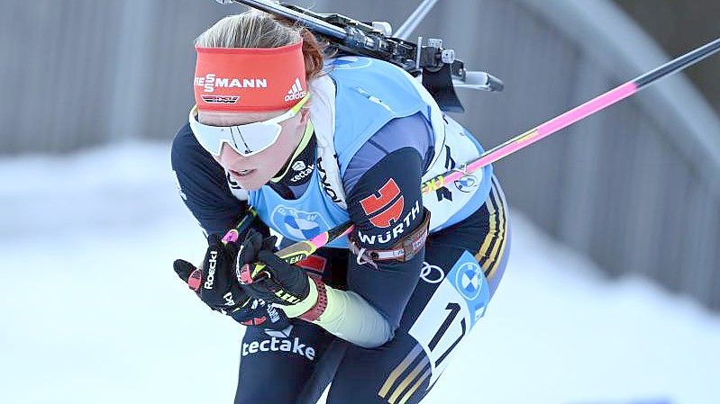 Franziska Hildebrand belegte in der Verfolgung den 20. Rang. Foto: Sven Hoppe/dpa