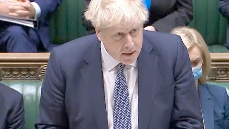 Boris Johnson während der wöchentlichen Sitzung der „Prime Minister's Questions“ im britischen Parlament. Foto: House Of Commons/PA Wire/dpa