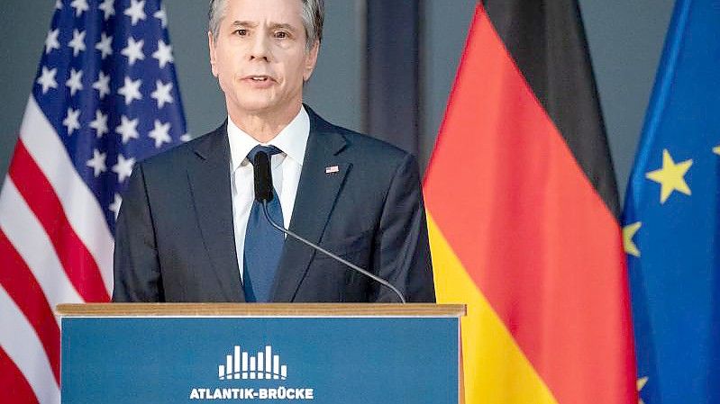 US-Außenminister Antony Blinken spricht bei einer Veranstaltung in Berlin. Foto: Bernd Von Jutrczenka/dpa Pool/dpa
