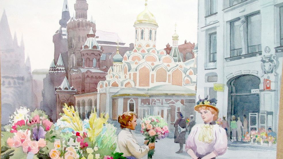 In der Volksbank Westrhauderfehn zeigt der Kulturring und Kunstkreis Rhauderfehn eine Ausstellung über „Russische und ostfriesische Impressionen“. Fotos: Volksbank Westrhauderfehn