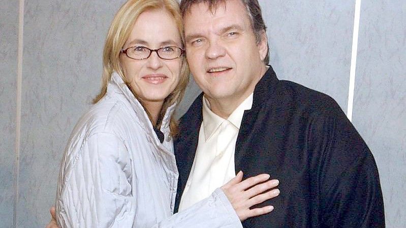 Meat Loaf mit seiner Frau Deborah. „Die Trauer über den Verlust meines Ehemanns ist herzzerreißend“, sagte sie dem dem Promi-Portal „People“. Foto: Ian West/PA Wire/dpa