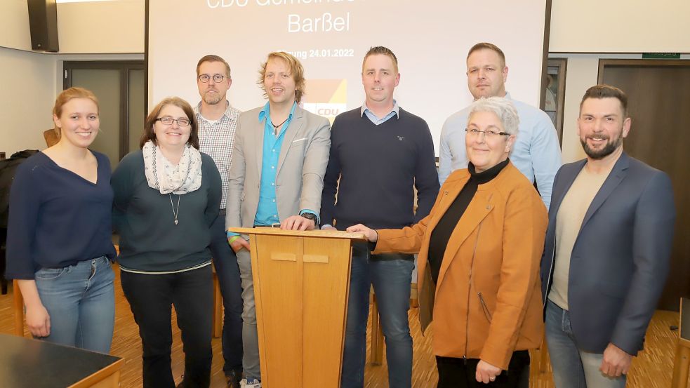 Der neue Vorstand des CDU-Gemeindeverbandes Barßel (von links): Nele Venekamp, Sarah Ahrnsen, Jan Block, Michal Bohnen, Claas Wallschlag, Elisabeth Abeln, Ralph Schröder, Gerrit Pruss. Foto: Passmann