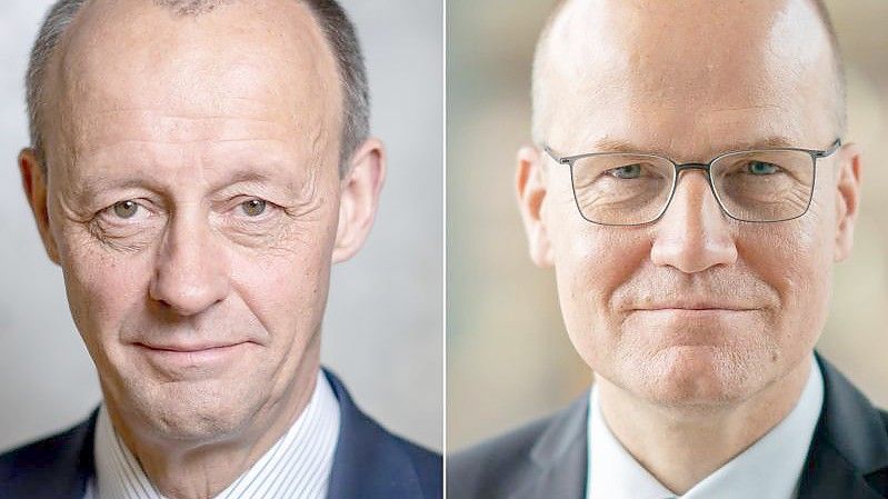 Ralph Brinkhaus (r) verzichtet zugunsten des neuen CDU-Vorsitzenden Friedrich Merz auf eine erneute Kandidatur für den Fraktionsvorsitz. Foto: Michael Kappeler/Kay Nietfeld/dpa