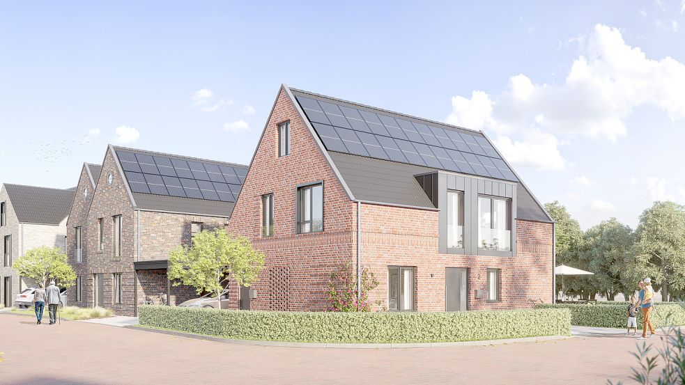 So soll das Musterhaus aussehen, das als erstes fertiggestellt werden soll. Bild: Terfehr