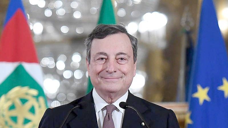 An diesem Sonntag feiert Draghi sein einjähriges Jubiläum als Ministerpräsident. Foto: Alessandro Di Meo/Pool Ansa/ Lap/LaPresse via ZUMA Press/dpa