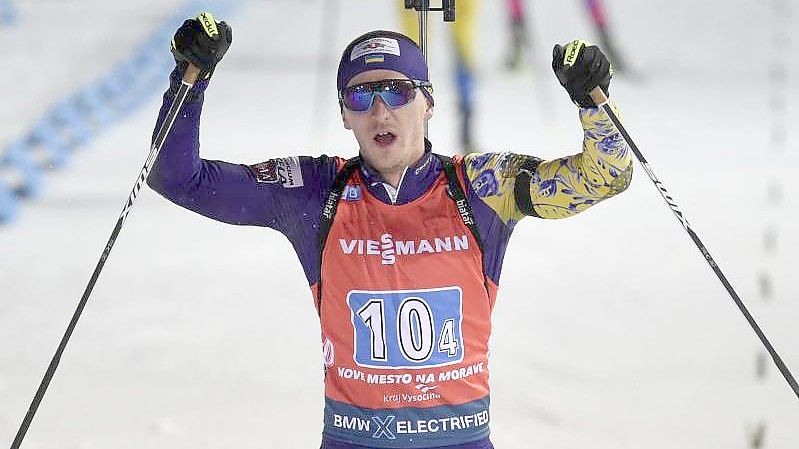 Rief mit einem emotionalen Post aus seinem Kriegsdienst viele Reaktionen aus der gesamten Biathlon-Welt hervor: Dmytro Pidrutschnji. Foto: Josef Vostárek/CTK/dpa