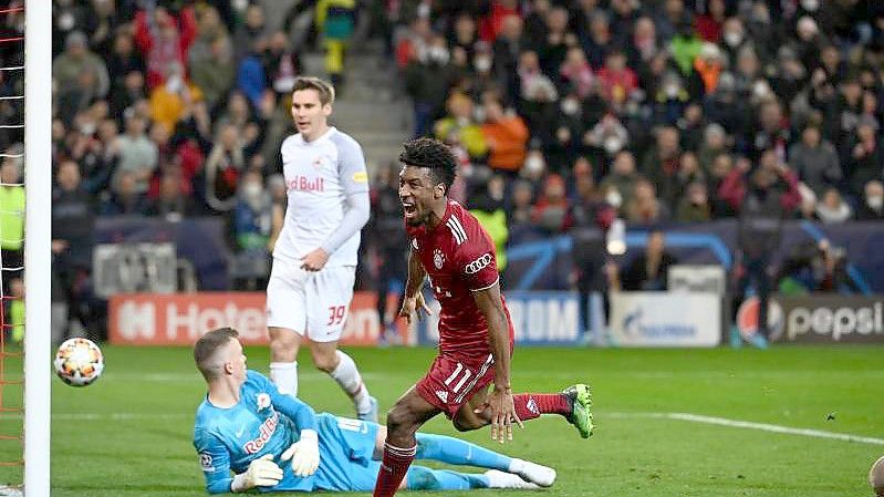 Im Achtelfinal-Hinspiel traf Kingsley Coman in Salzburg für den FC Bayern München. Foto: Sven Hoppe/dpa