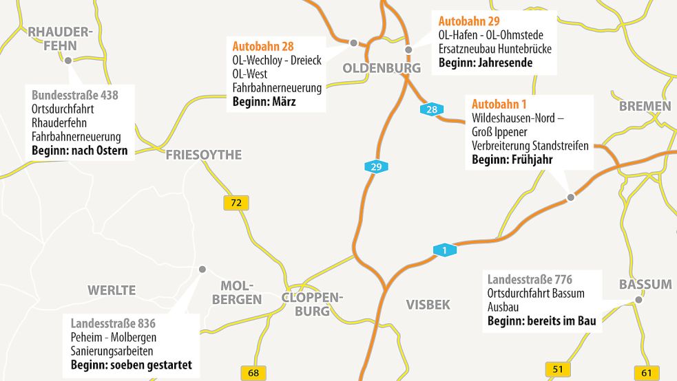 Ein Überblick über einige der Baustellen in dieser Region. Grafik: Reil