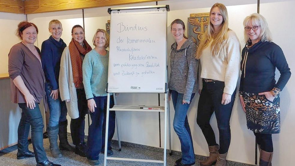 Haben die Richtlinien ausgearbeitet (von links): Hanne Frey, Kindergarten Collinghorst; Martina Brinkmann, Kinderkrippe Rhauderfehn; Paola Hartmann, Kindergarten „Kinnernüst“ Burlage; Gitta Lüken, Kindergarten Collinghorst; Stefanie de Grave, Kindertagesstätte Hahnentange; Sandra Ibelings, Kinderkrippe Collinghorst und Manuela Löptien, Kindergarten Backemoor. Foto: privat