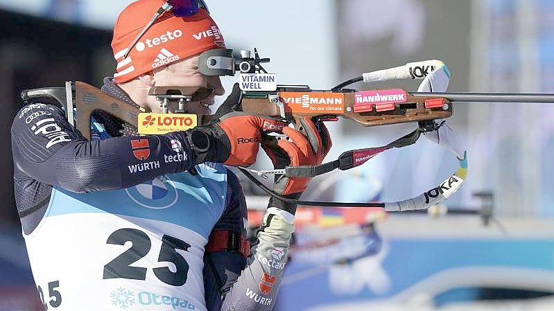 Deutsche Biathlon-Hoffnung in Oslo: Benedikt Doll. Foto: Roman Koksarov/AP/dpa