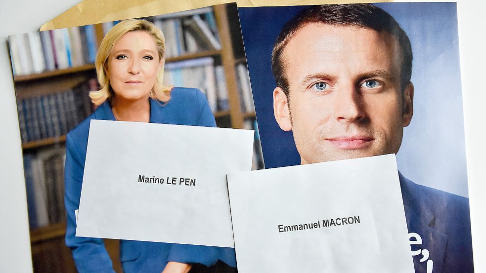 Schafft Emmanuel Macron es in die zweite Amtszeit? Marine Le Pen vom rechten „Rassemblement Nationale“ hat zuletzt deutlich aufgeholt. Foto: Gerard Bottino via www.imago-images.de