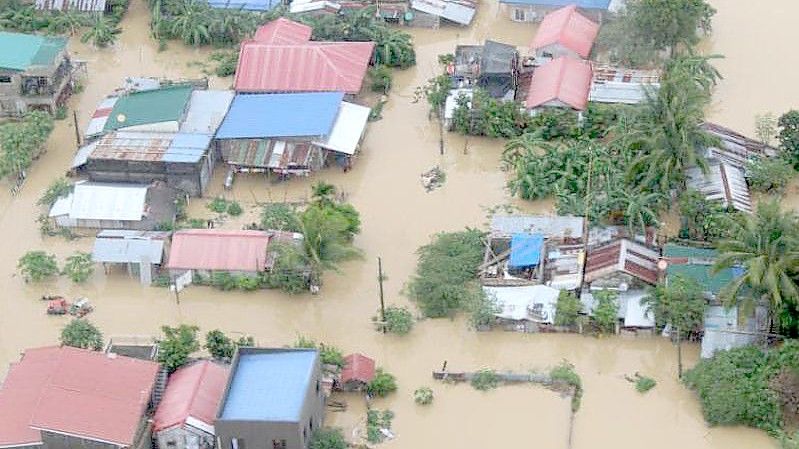 Überschwemmte Gebiete in den Provinzen Capiz und Iloilo. Foto: Office of Civil Defence/dpa