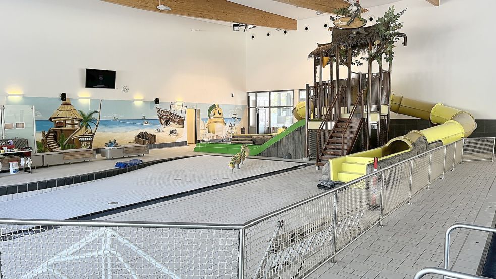Die Erlebnislandschaft für Kinder im Aquaferrum soll Mitte Mai fertig sein und in Betrieb genommen werden können. Seit Anfang November wird daran gearbeitet.
