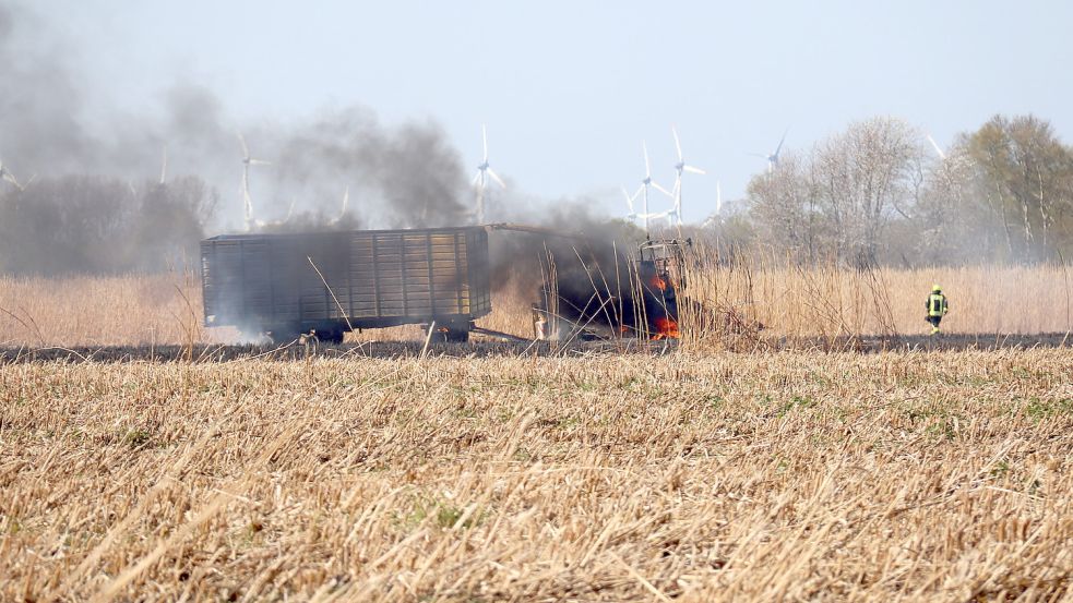 Ein brennender Häcksler sorgte in dieser Woche bereits für einen kleinen Flächenbrand. Foto: Keller