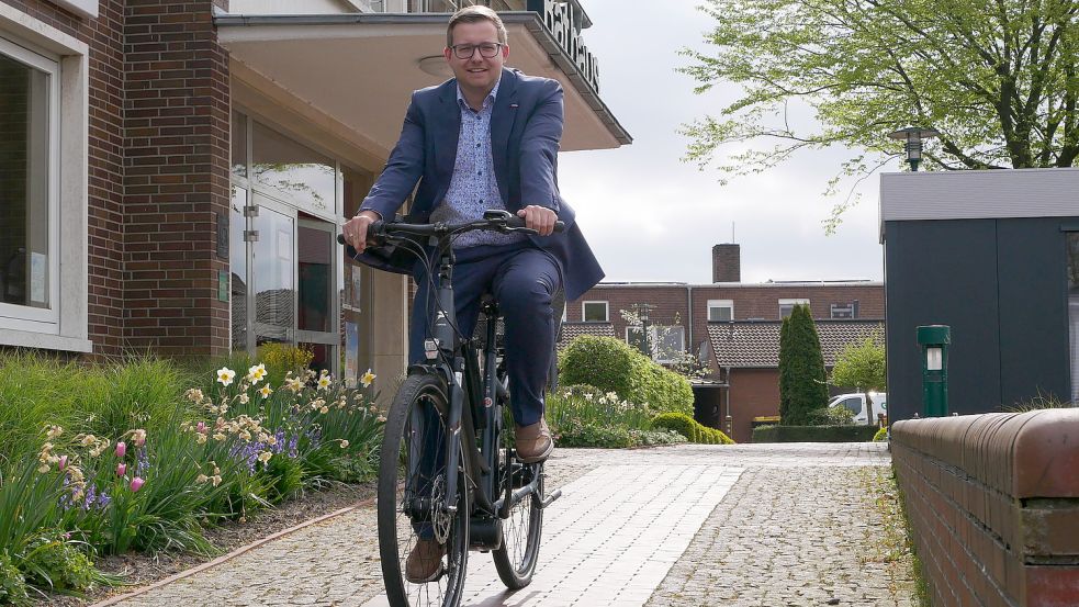 Bürgermeister Nils Anhuth wird beim Stadtradeln in der Gemeinde Barßel ebenfalls in die Pedalen treten. Foto: Kruse