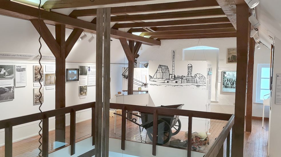 Blick in die Ausstellung „Patent! – Das Torfkokswerk in Elisabethfehn“ im Moor- und Fehnmuseum. Foto: Museum
