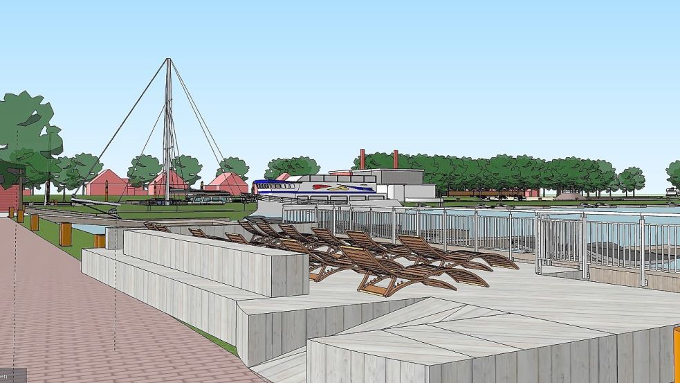 Das Planungsbüro würde die Terrasse gerne wie auf der Grafik anlegen. Doch die Mehrheit des Fachausschusse möchte die weiter nördlich bauen lassen.