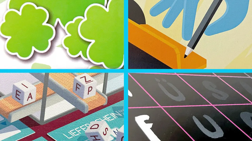 Cover-Ausschnitte: Um diese vier Spiele geht es in diesem Spielekenner-Quartett. Foto: Karsten Grosser
