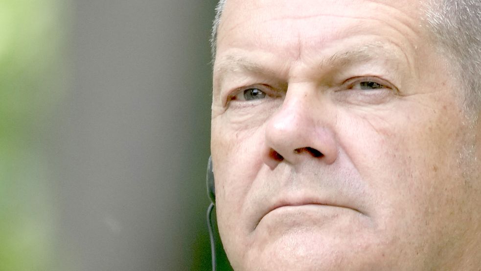 Bundeskanzler Olaf Scholz bei der Pressekonferenz am Donnerstag in Kiew Foto: Natacha Pisarenko