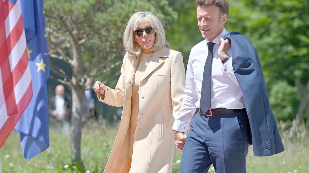 Spitznamen: „Bibi“ und „Manu“. Emmanuel Macron zeigte sich beim G7-Gipfel mit seiner Gattin Brigitte. Foto: Imago-Images/Sven Simon