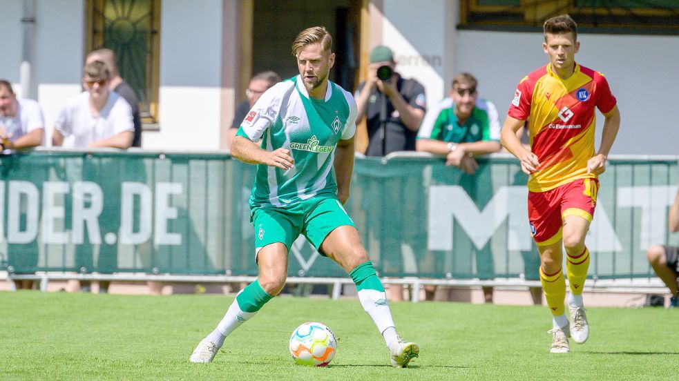 Tritt am 23. Juli mit dem SV Werder in Delmenhorst an: Niclas Füllkrug (am Ball). Der Vorverkauf der Karten für das Testspiel gegen den FC Groningen läuft. Foto: imago images/Nordphoto