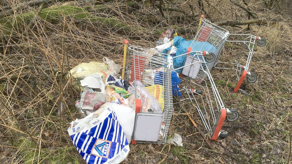 Futterstelle für Wildschweine: Der Müll wird oft illegal auf Parkplätzen entsorgt. Foto: Landkreis Cloppenburg