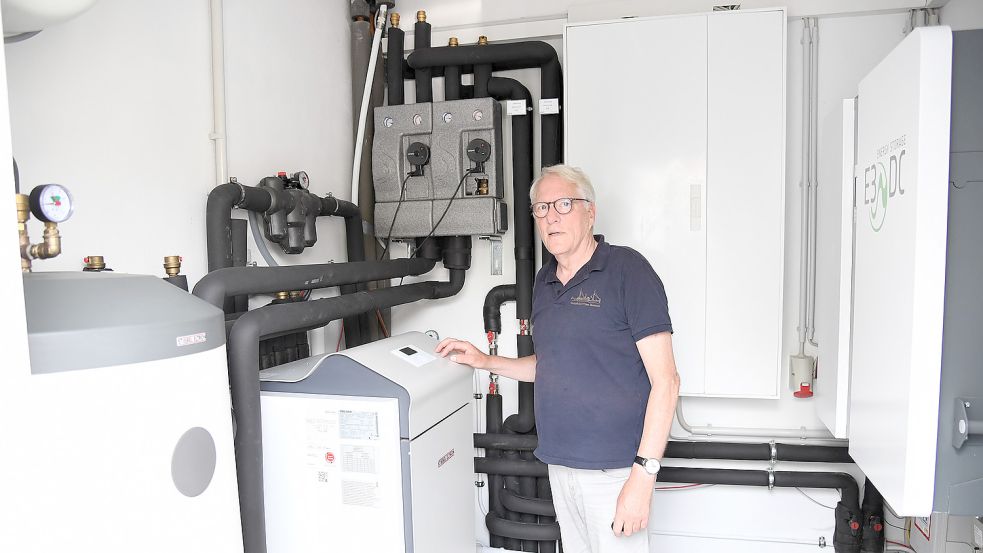 Der Technik-Raum des Niedrigenergiehauses von Christian Abrams in Norden. Foto: Ellinger