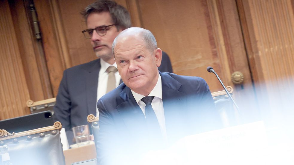 Bundeskanzler Olaf Scholz im Hamburger Cum-Ex-Ausschuss. Foto: Christian Charisius