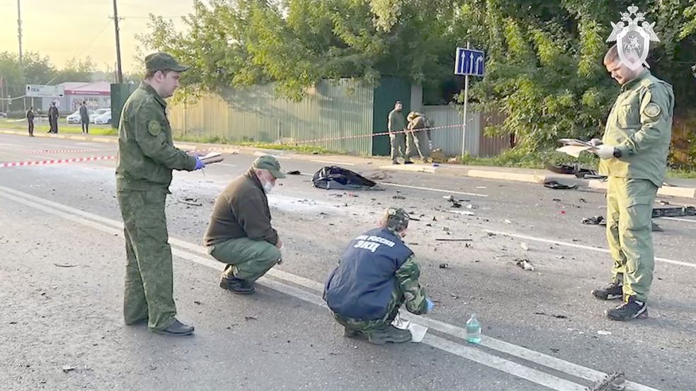 Spurensuche am Tatort: Bei einem Anschlag ist die Kreml-Propagandistin Darja Dugina ums Leben gekommen. Foto: Uncredited/Investigative Committee of Russia/AP/DPA