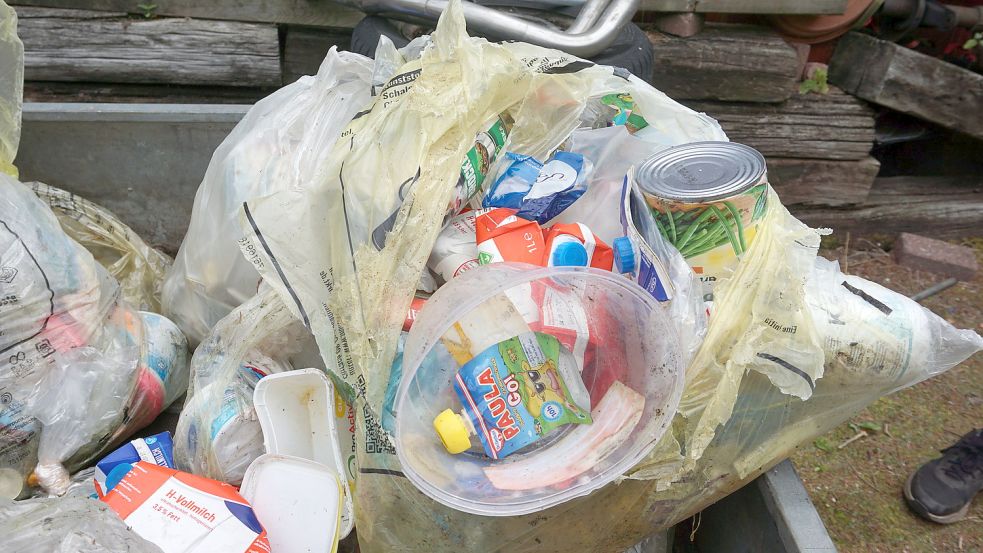 Verpackungen von Lebensmitteln wie Konserven oder Milchkartons sind richtig im Gelben Sack aufgehoben. Fotos: Hagewiesche