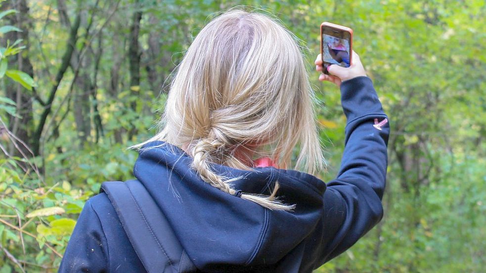 Ein Mädchen schießt ein Foto von sich mit dem Handy. Symbolfoto: Pixbay